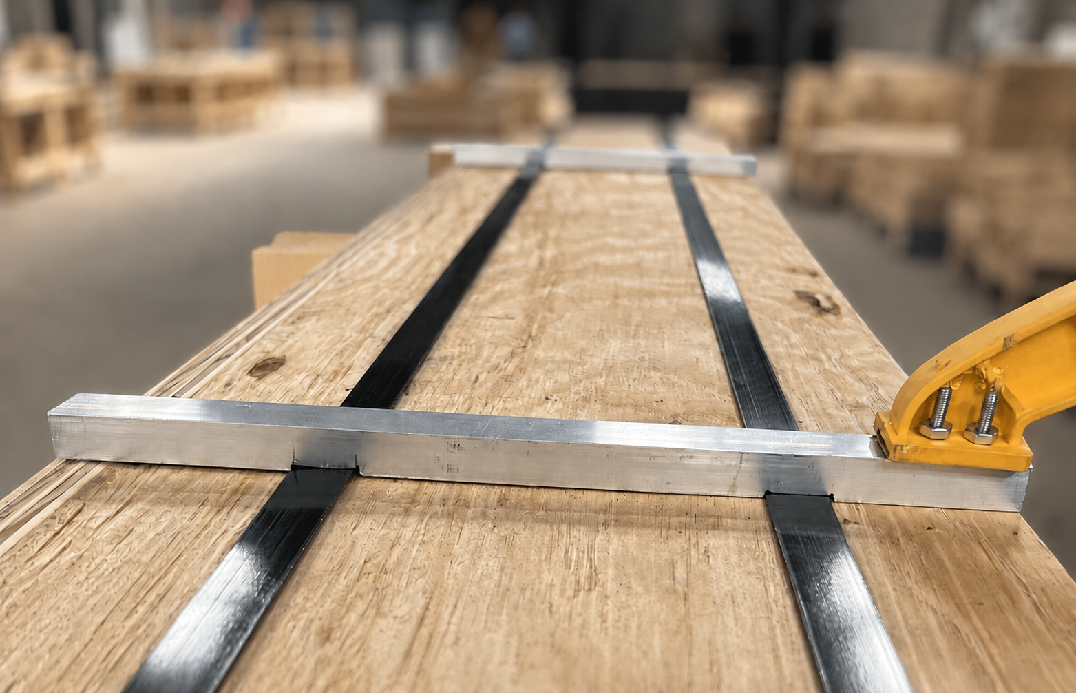 Banding jig for steel strapping of HIMARS crates